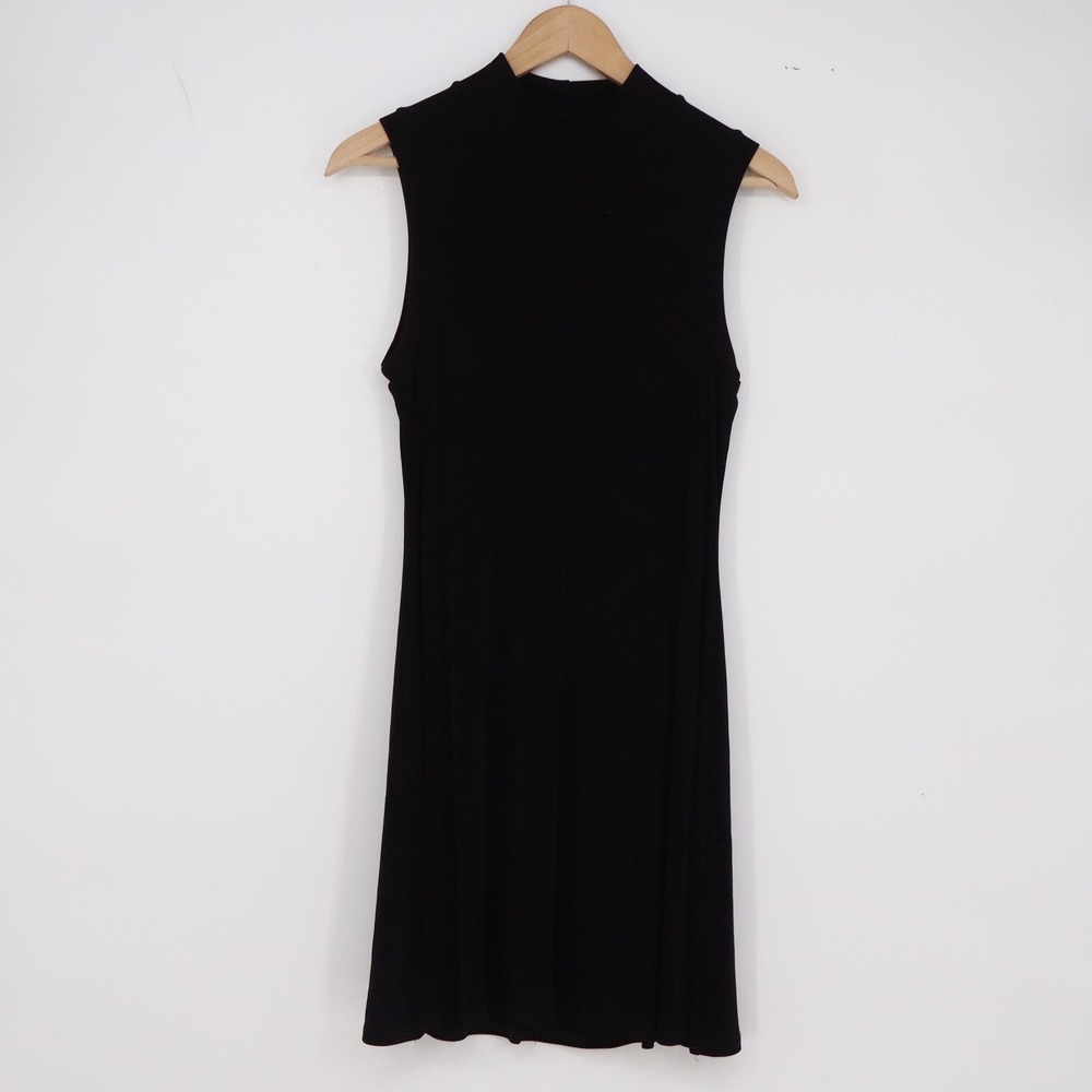 Marian & Maral Dress Womens L Mock Neck Sleeveless Black Mini Stretch Excellent